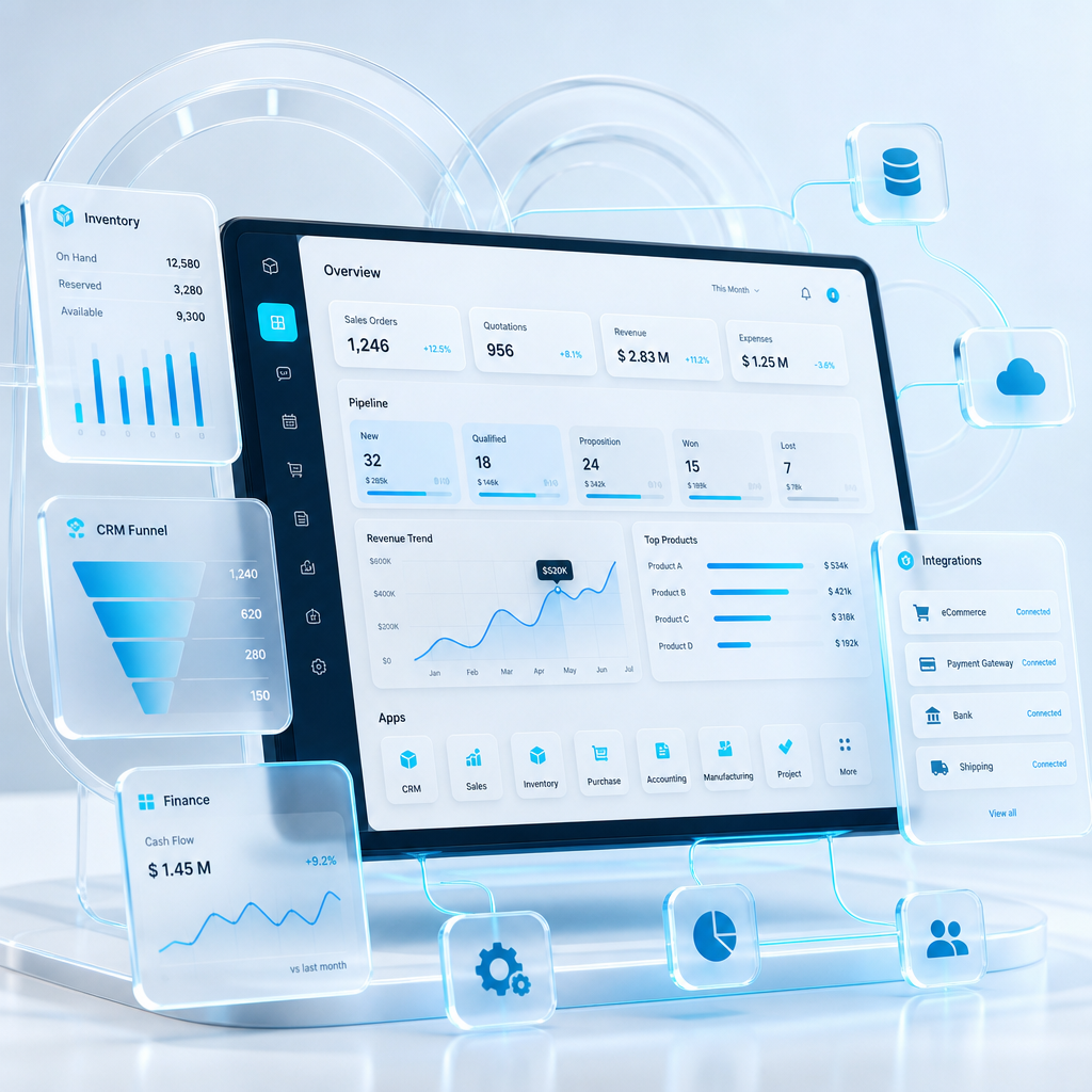 Mountsol Odoo ERP platform visualization