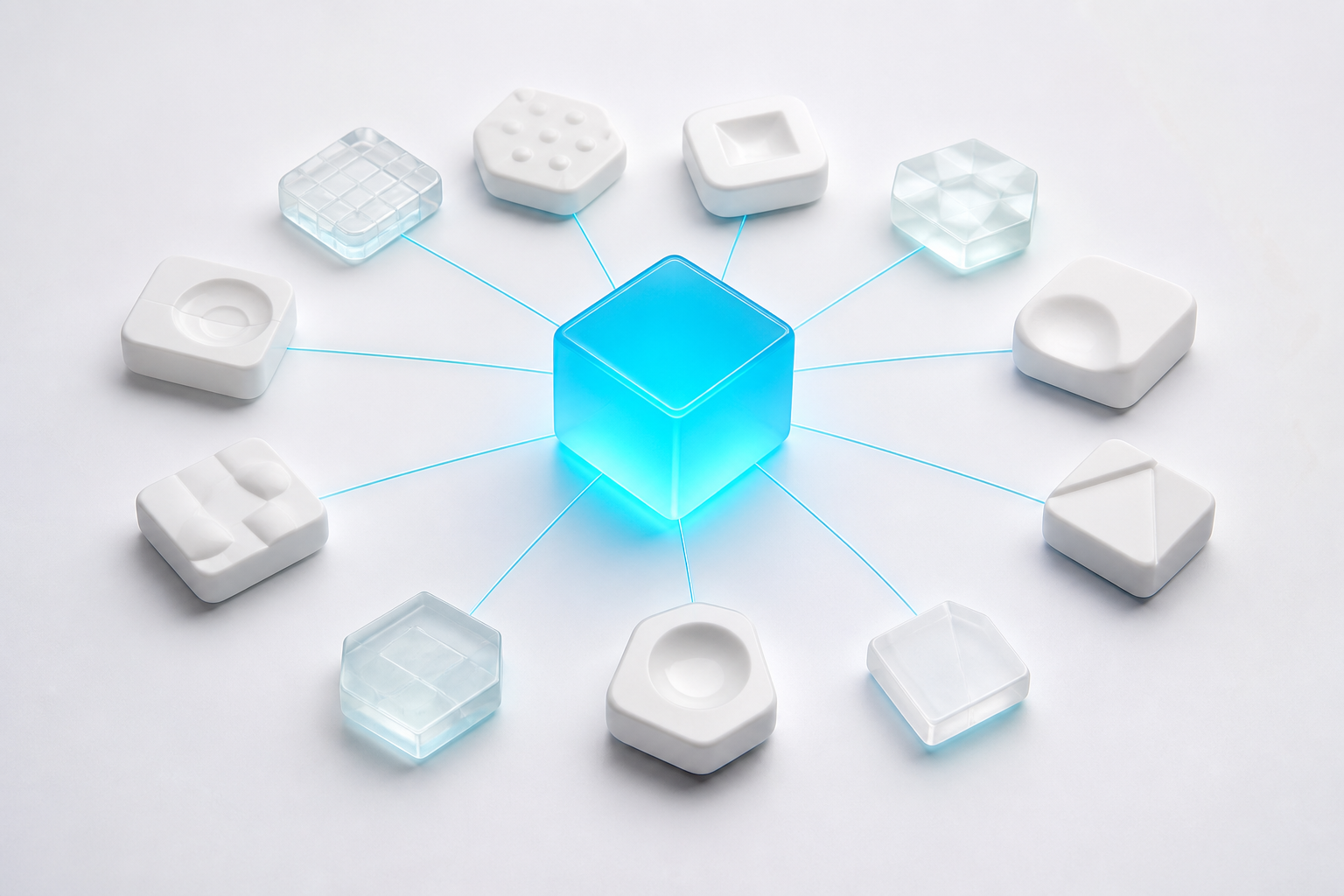 Official Odoo apps arranged around a shared database