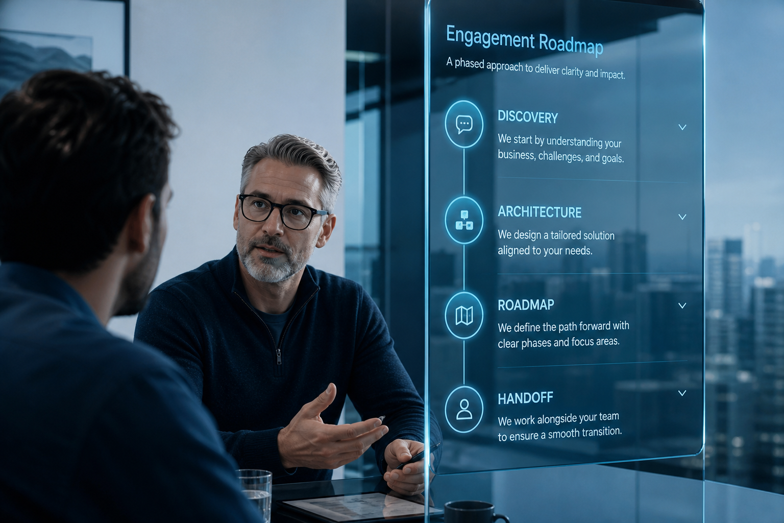 Consulting phases from discovery through handoff